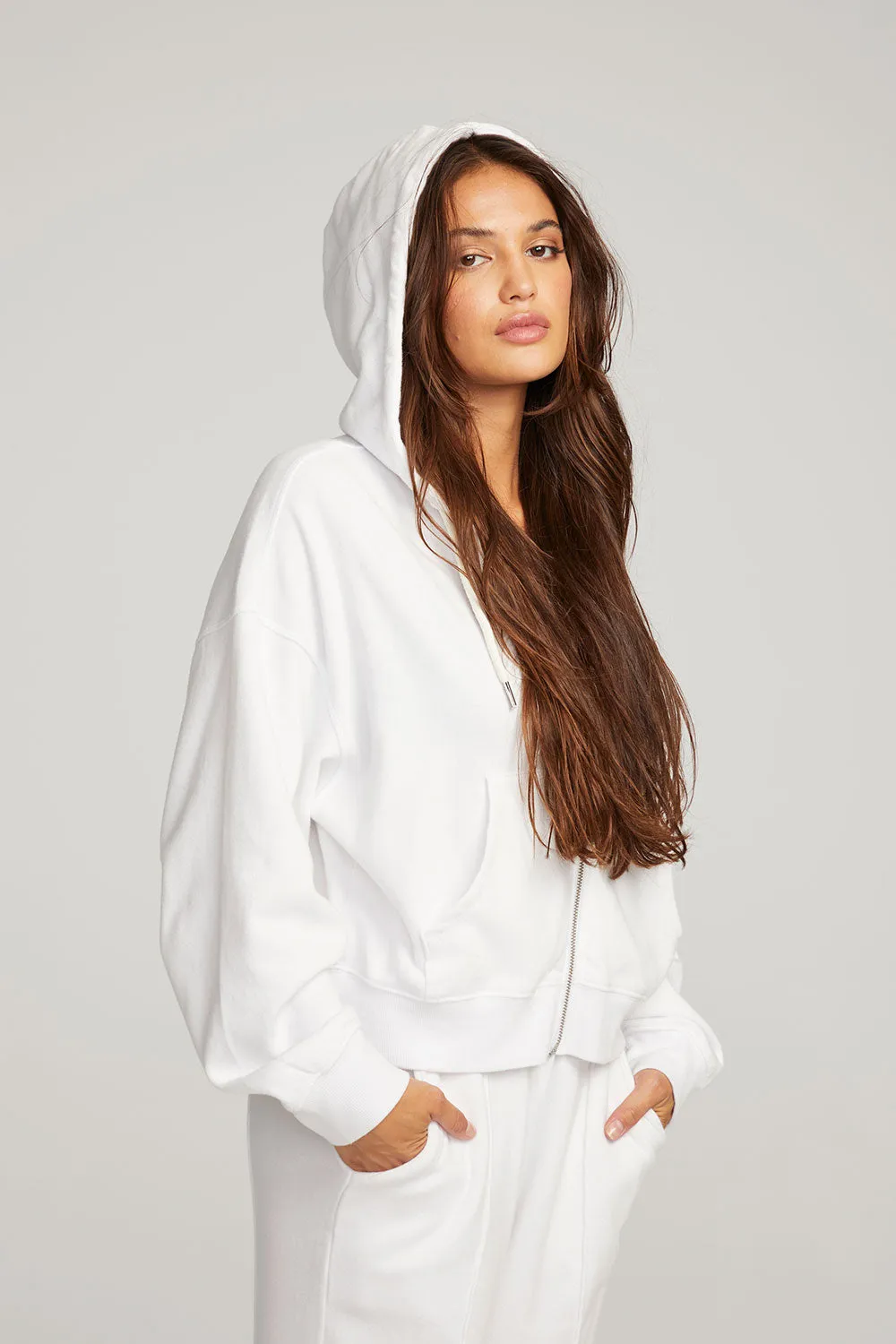 Abilene White Zip Up Hoodie