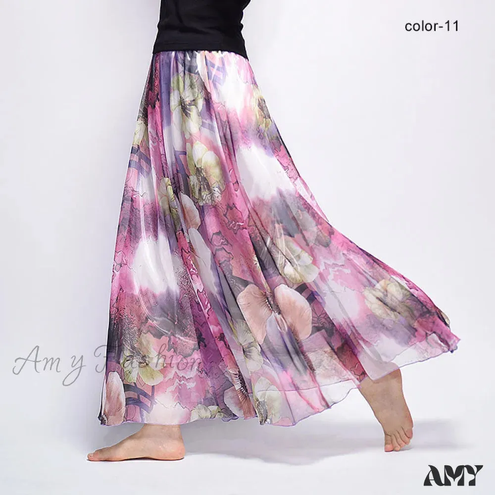 Amy Fashion - Fashion Florals Print Long Skirt