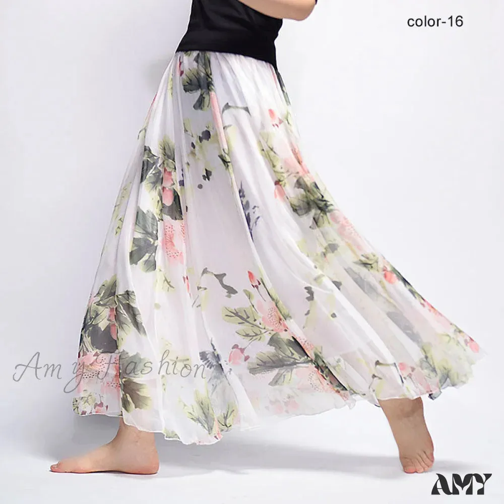 Amy Fashion - Fashion Florals Print Long Skirt