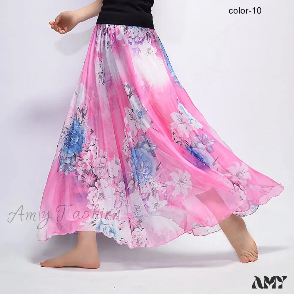 Amy Fashion - Fashion Florals Print Long Skirt