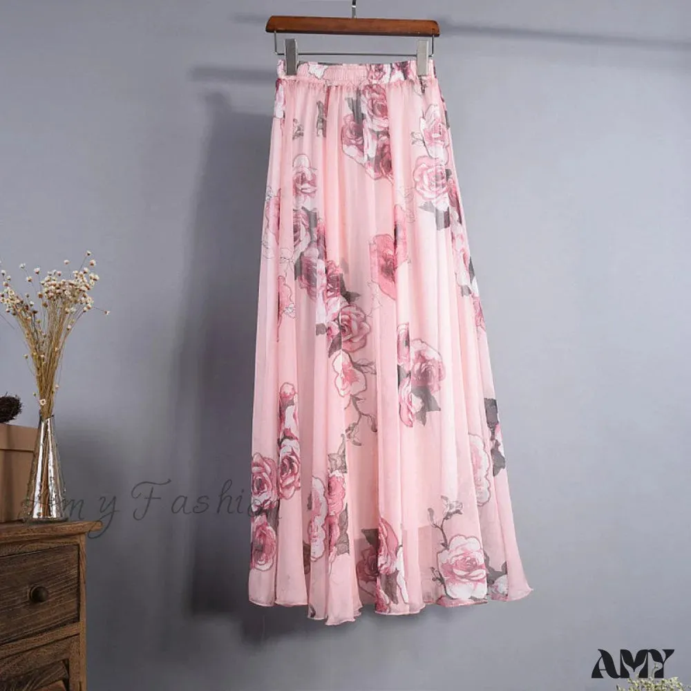 Amy Fashion - Fashion Florals Print Long Skirt