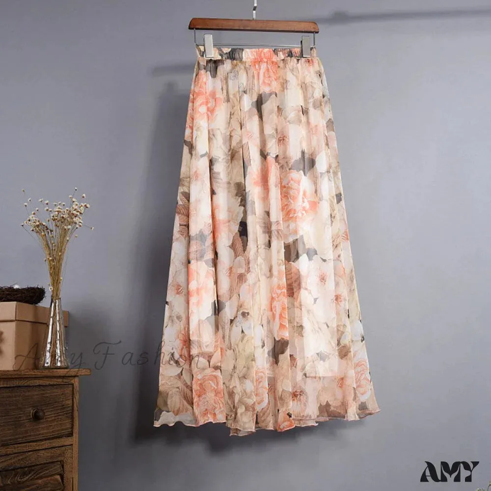 Amy Fashion - Fashion Florals Print Long Skirt