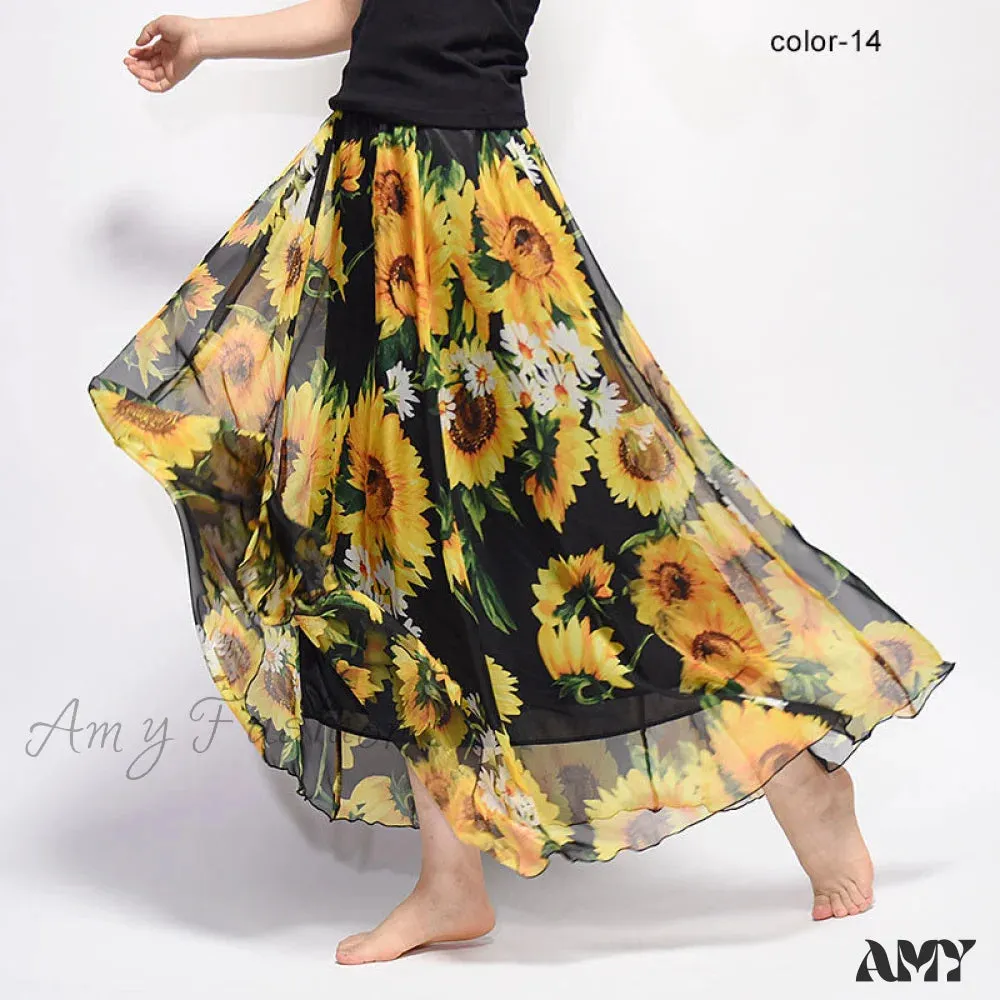 Amy Fashion - Fashion Florals Print Long Skirt