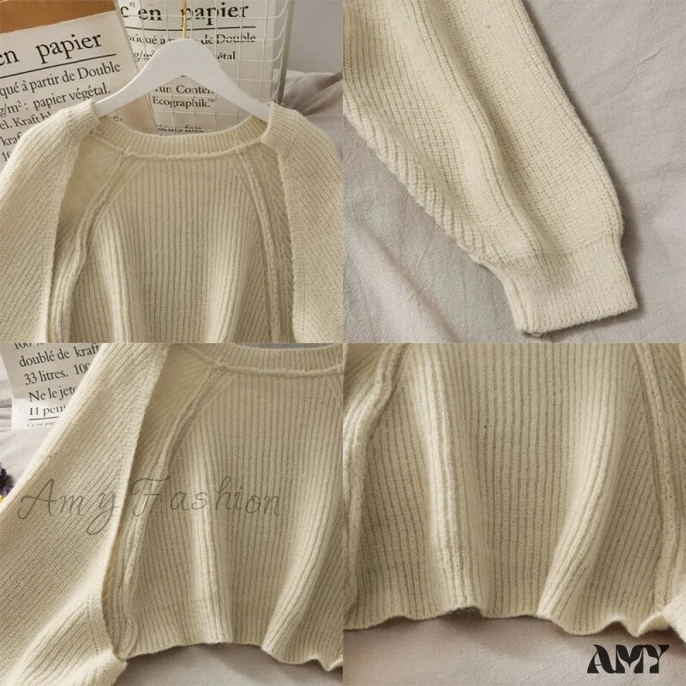 Amy Fashion - Female Solid Casual Chic Short Knitted Cardigans