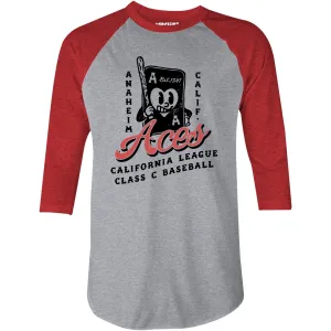 Anaheim Aces - California - Vintage Defunct Baseball Teams - 3/4 Sleeve Raglan T-Shirt