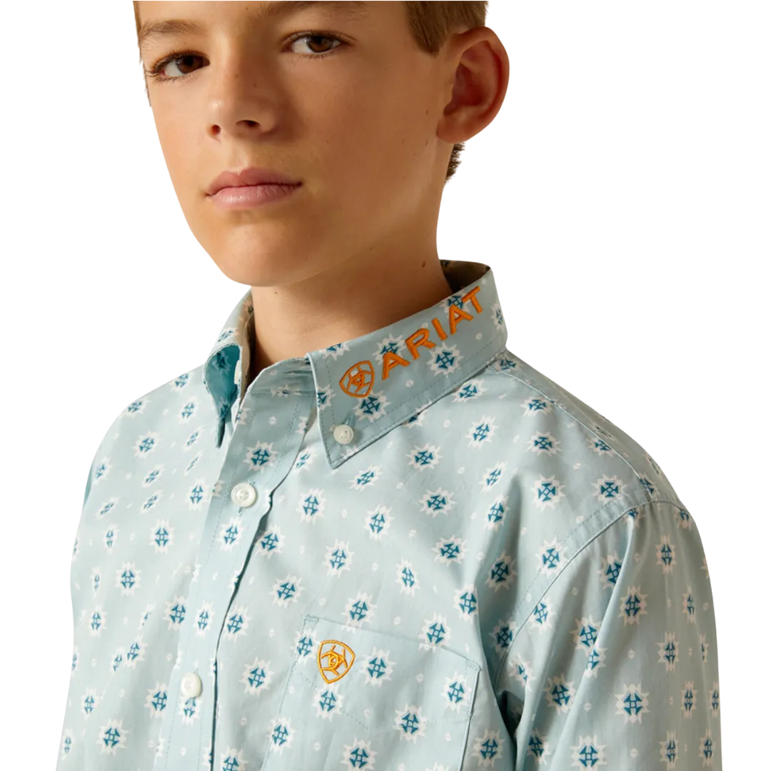 Ariat Kid's Team Logo Colton Classic Aqua Shirt