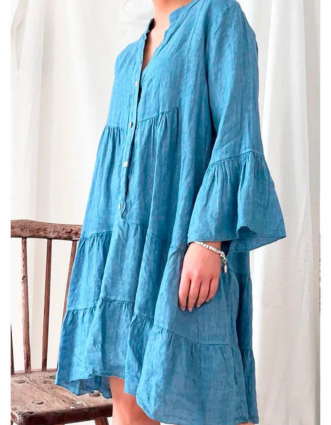 Ashley Linen Dress Indigo