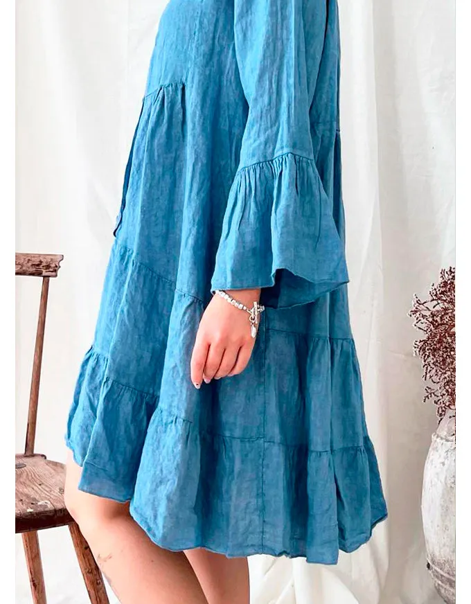 Ashley Linen Dress Indigo