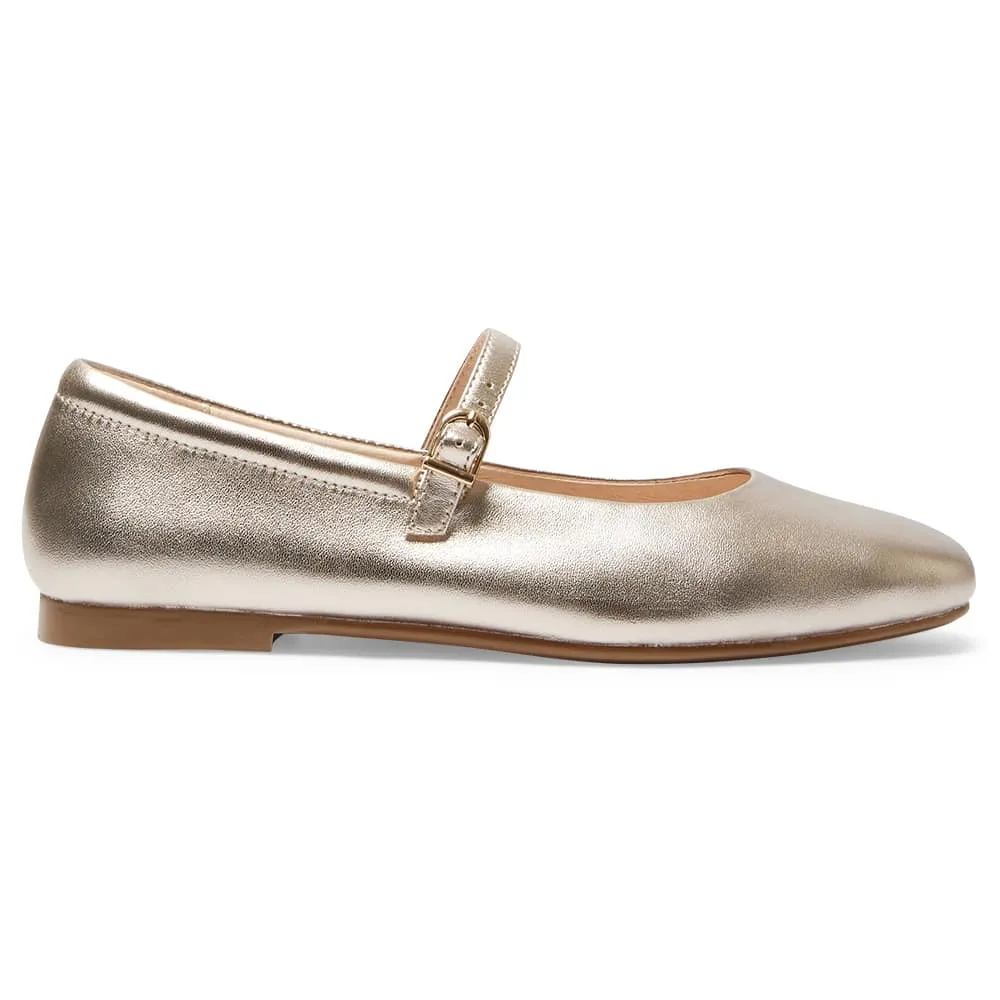 Athena Flat in Pale Gold Glove Leather