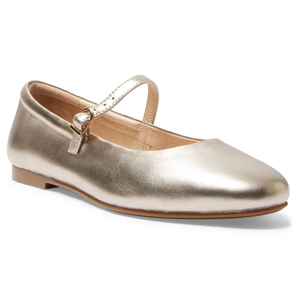 Athena Flat in Pale Gold Glove Leather