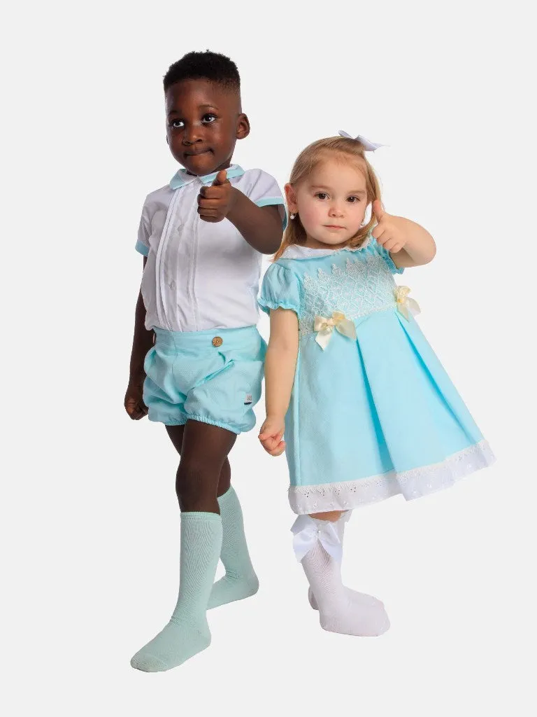 Baby Girl Elia Collection Spanish Dress-Aqua Blue