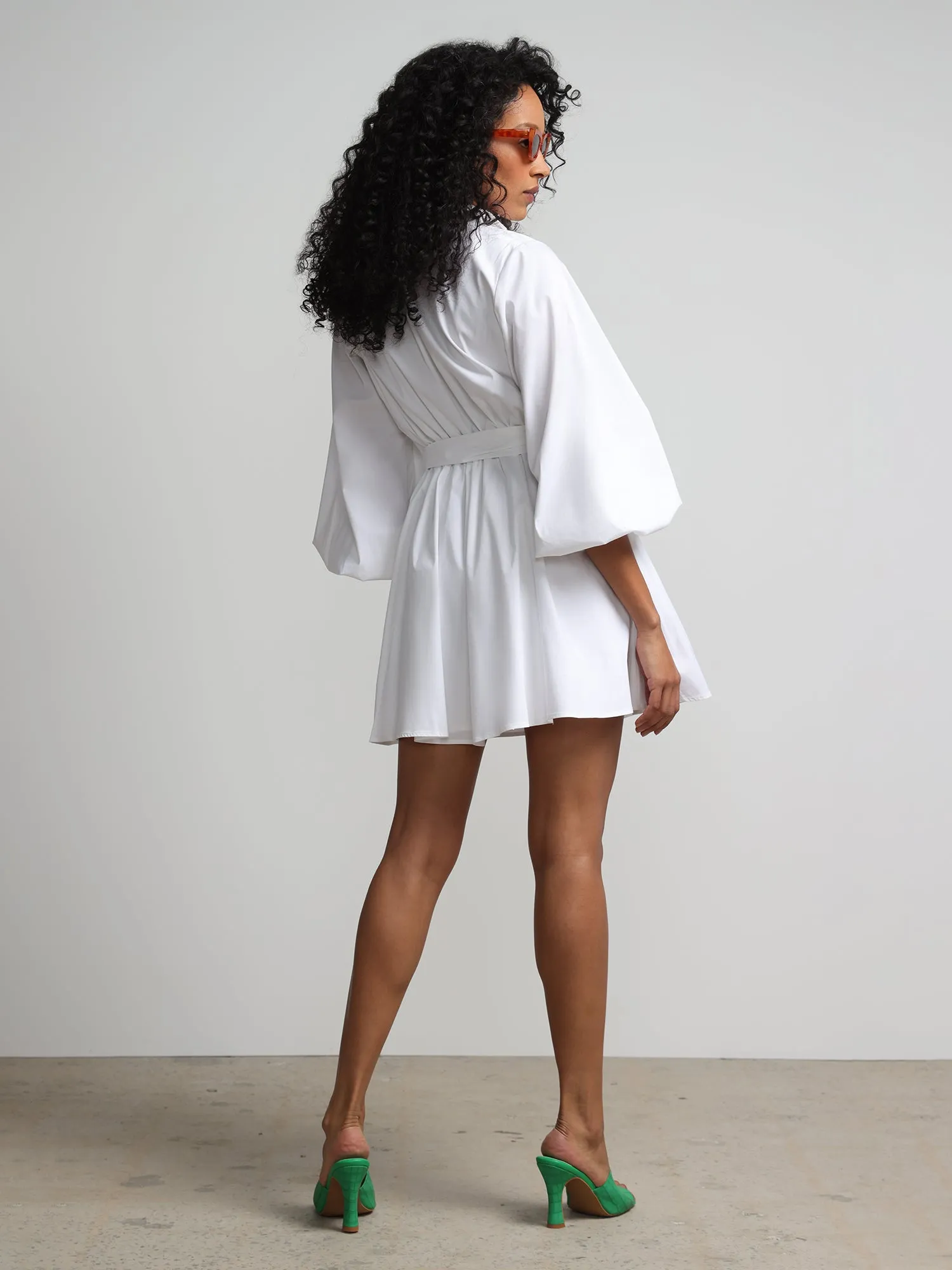 Balloon-Sleeve Shirtdress