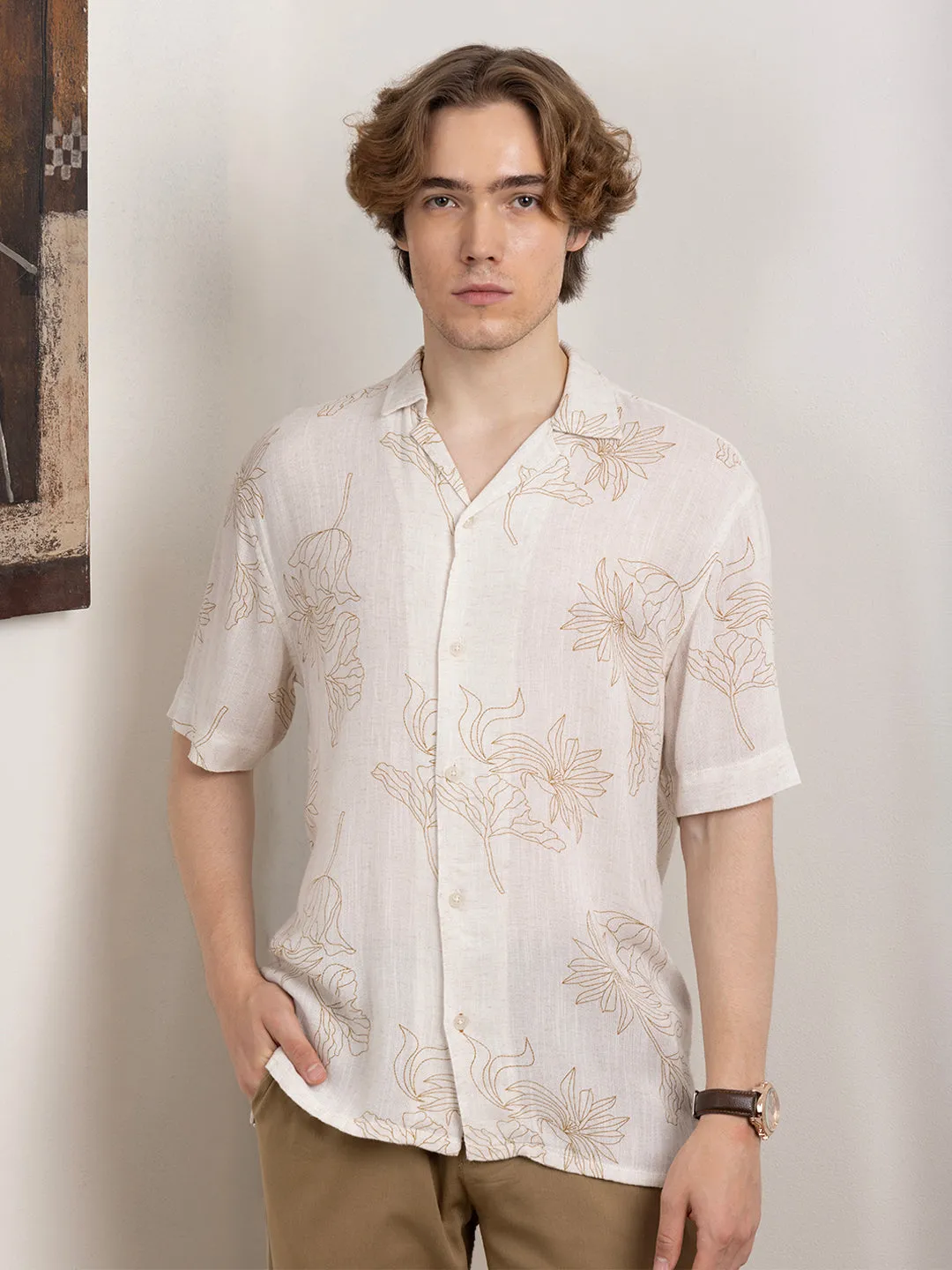 Beige Linen Resort Shirt