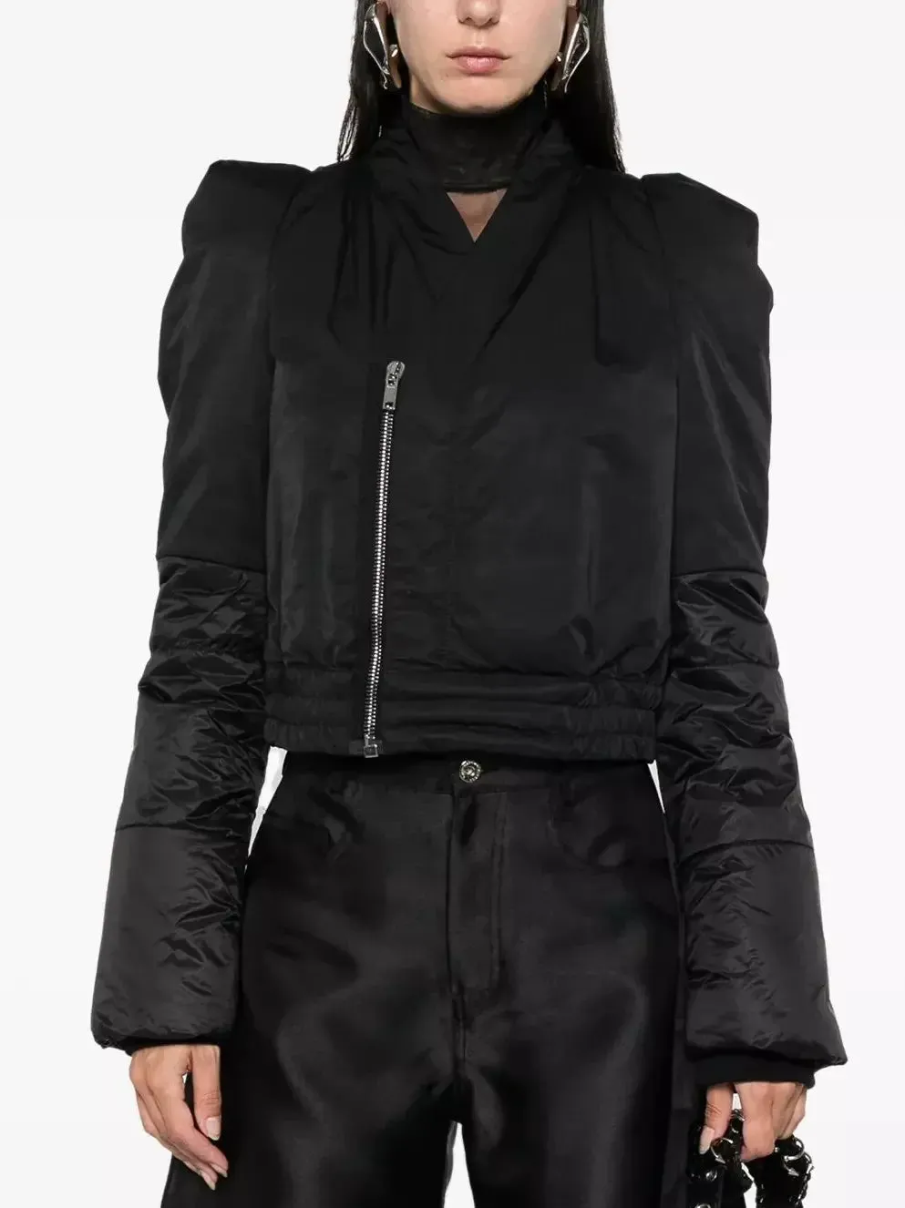 Black Sculptured Padded Bomber Jacket