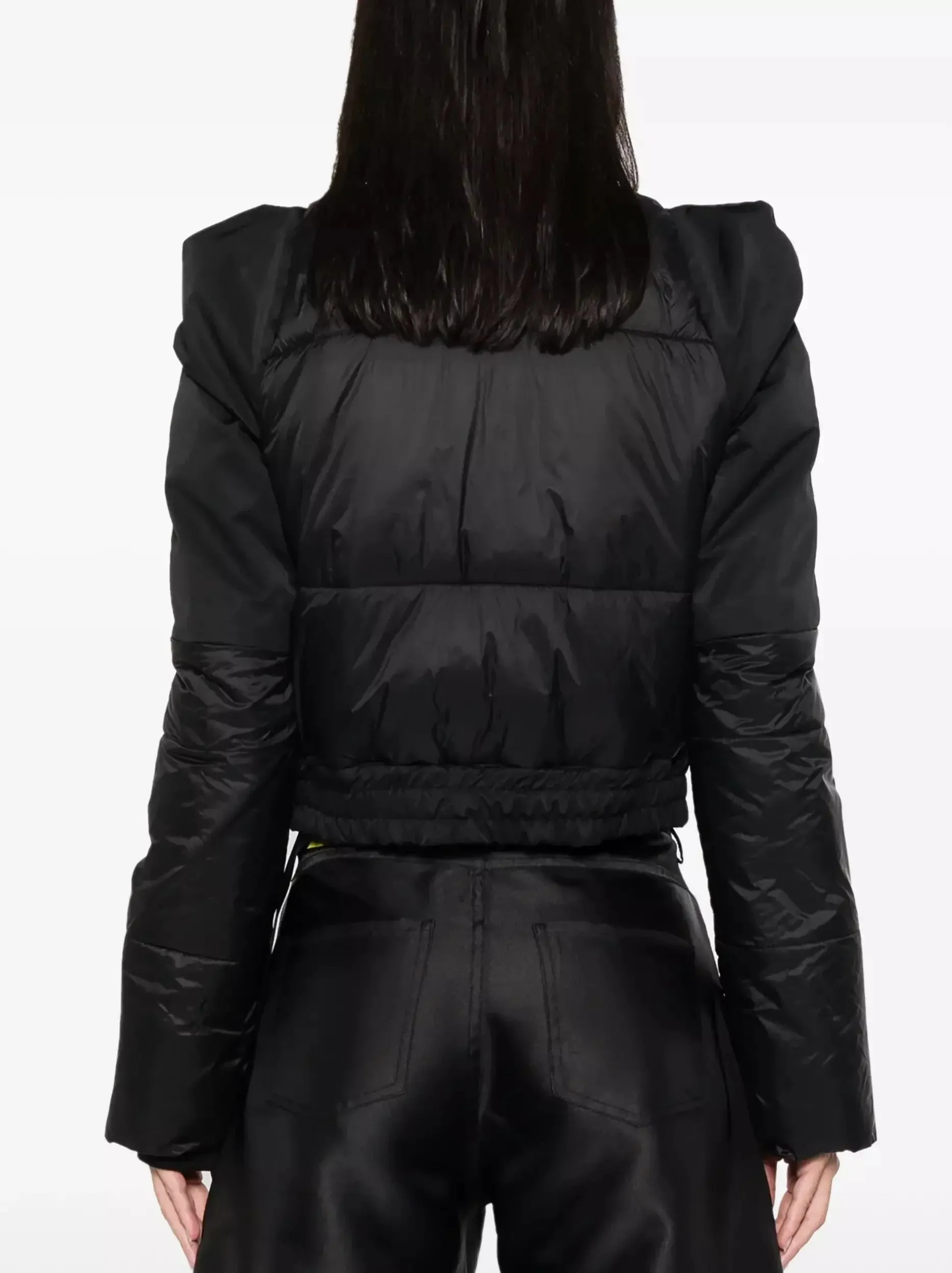 Black Sculptured Padded Bomber Jacket