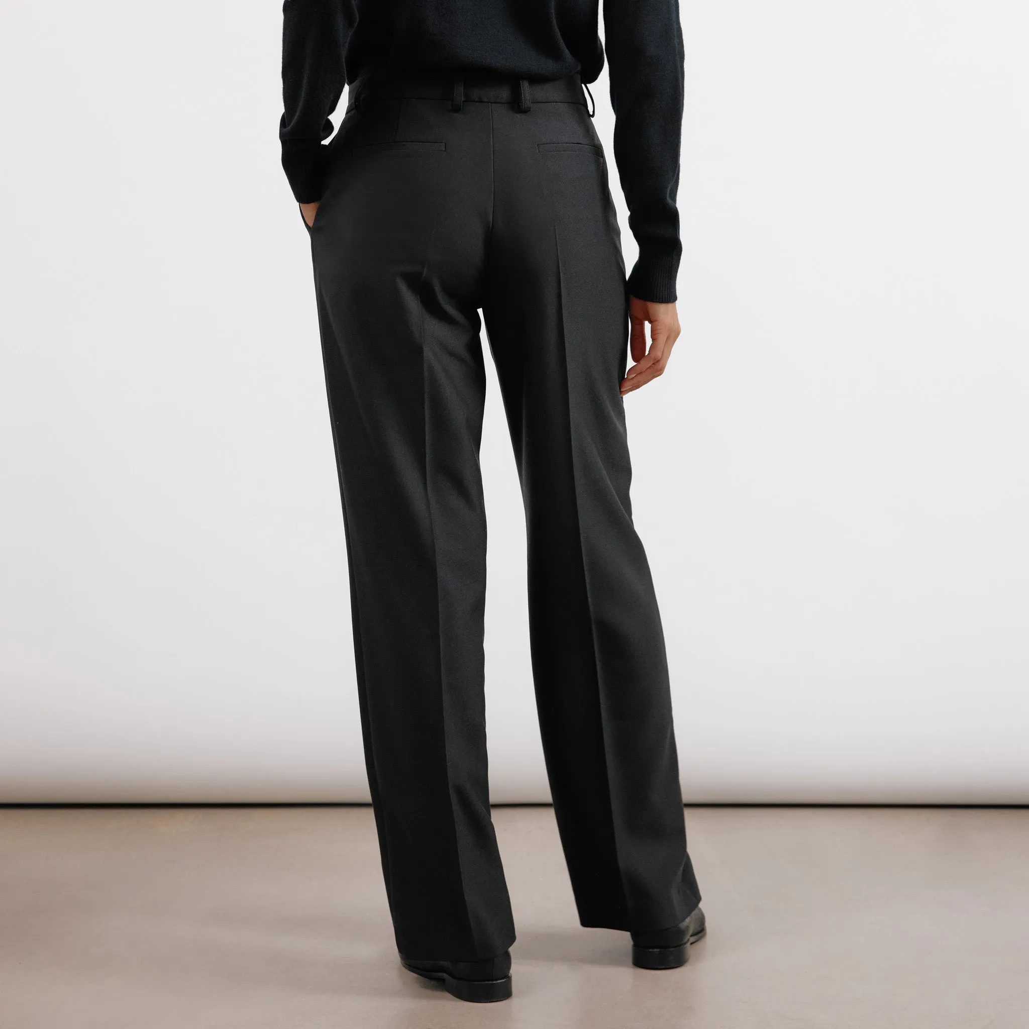 Black Tailored Straight Leg Trousers