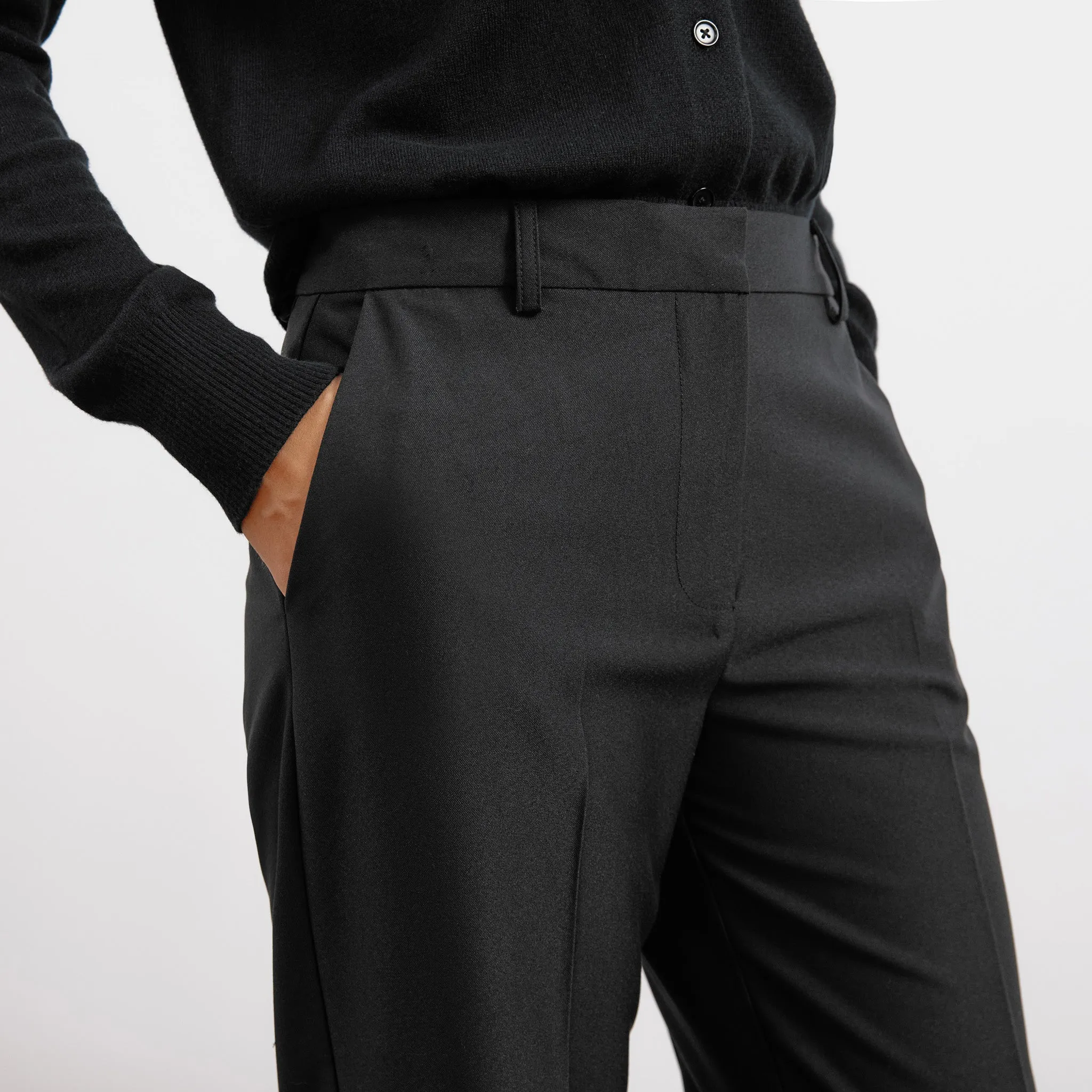 Black Tailored Straight Leg Trousers