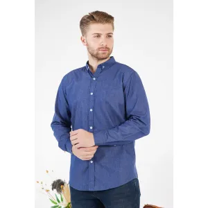 Blue Denim Cotton Button Down Shirt