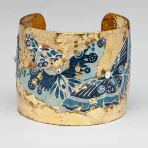 Blue Metropolitan Butterfly 2" Gold Cuff - GN104