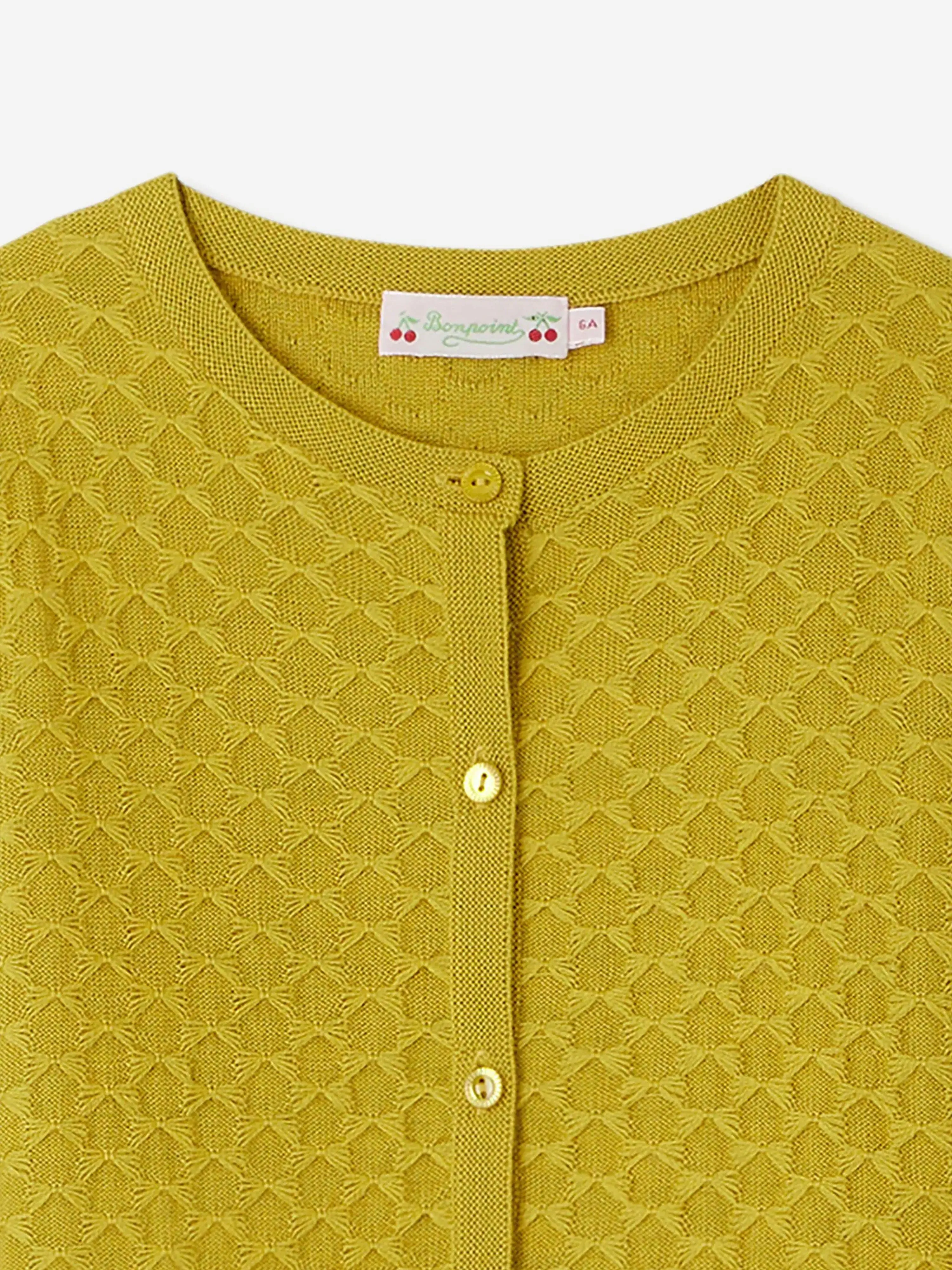 Bonpoint Girls Garancie Cardigan in Yellow