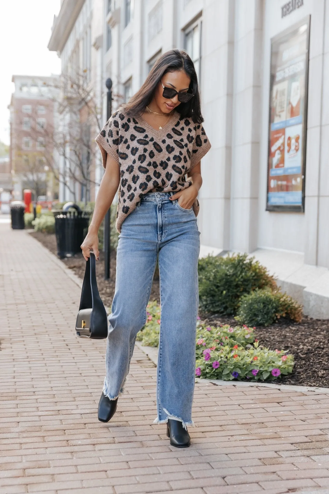 Brown Leopard Print Sweater Vest - FINAL SALE