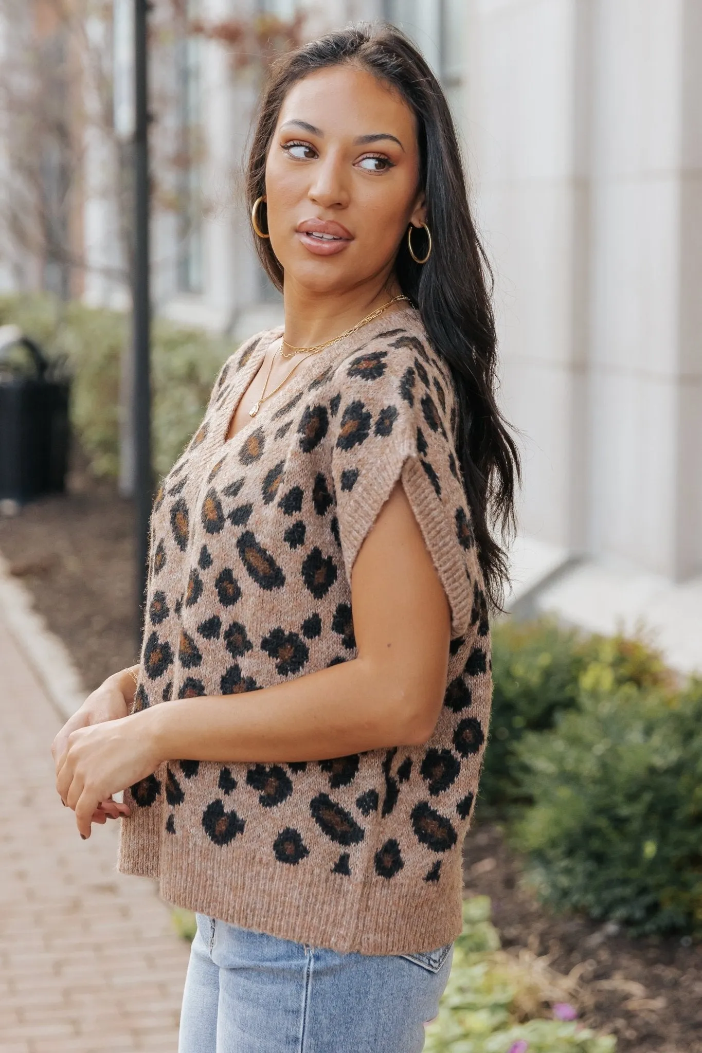 Brown Leopard Print Sweater Vest - FINAL SALE