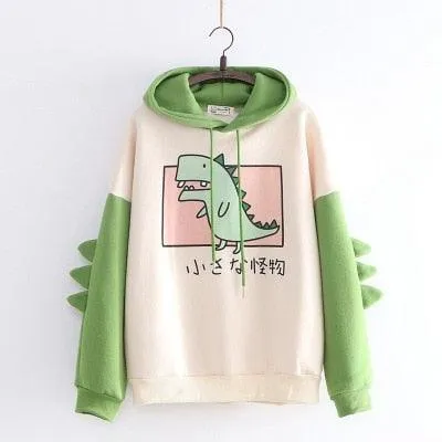 Cartoon Small Creature Dinosaur Sweatshirt Hoodie - Roar into Style! 🦖