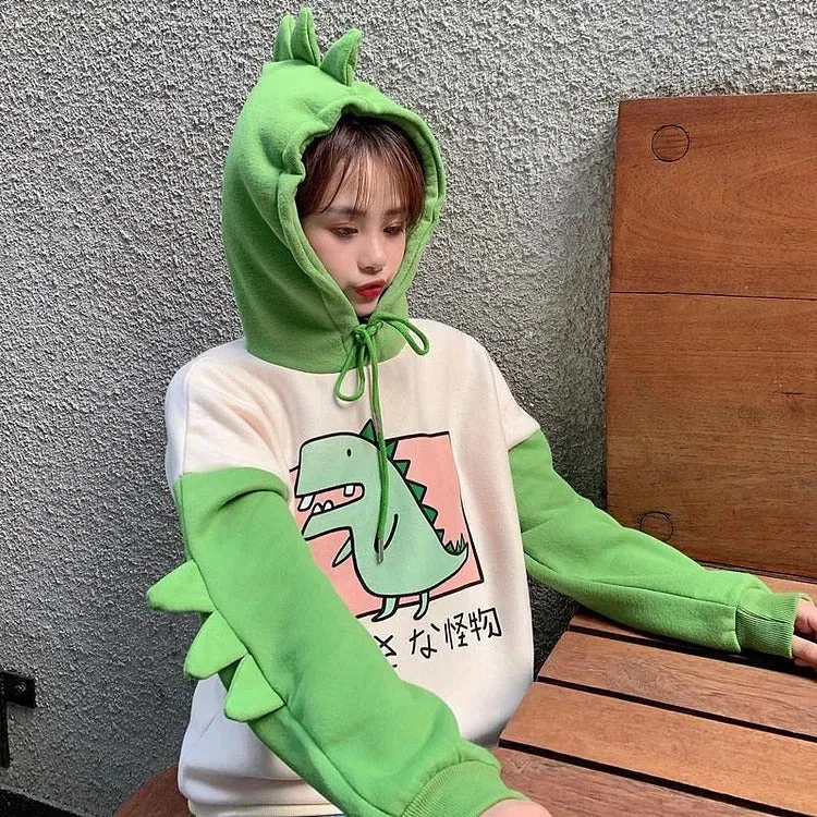 Cartoon Small Creature Dinosaur Sweatshirt Hoodie - Roar into Style! 🦖