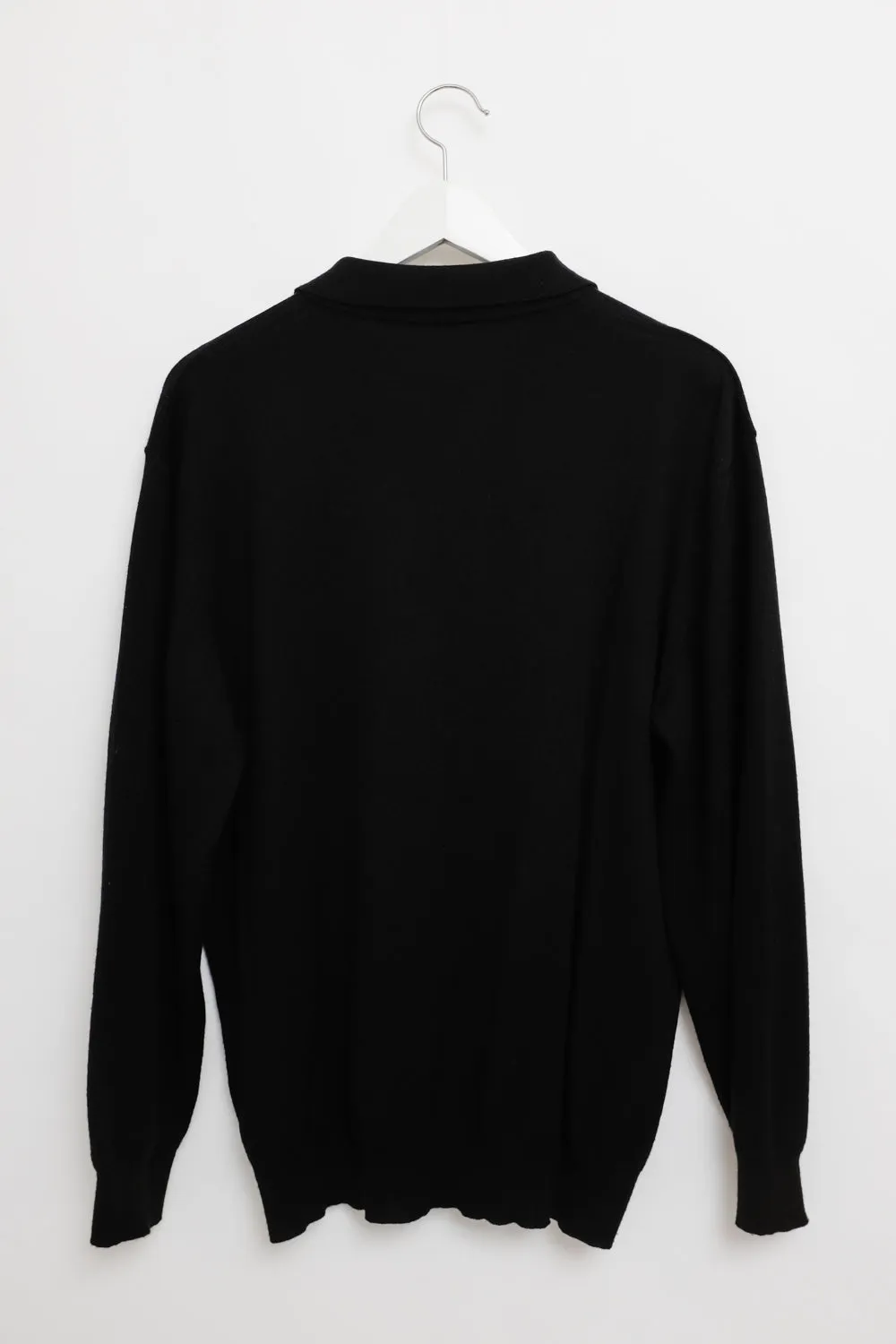 CASHMERE SILK BLACK POLO SWEATER