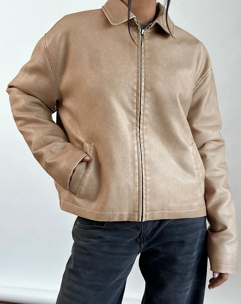 Catalin Jacket In Worn PU Sand