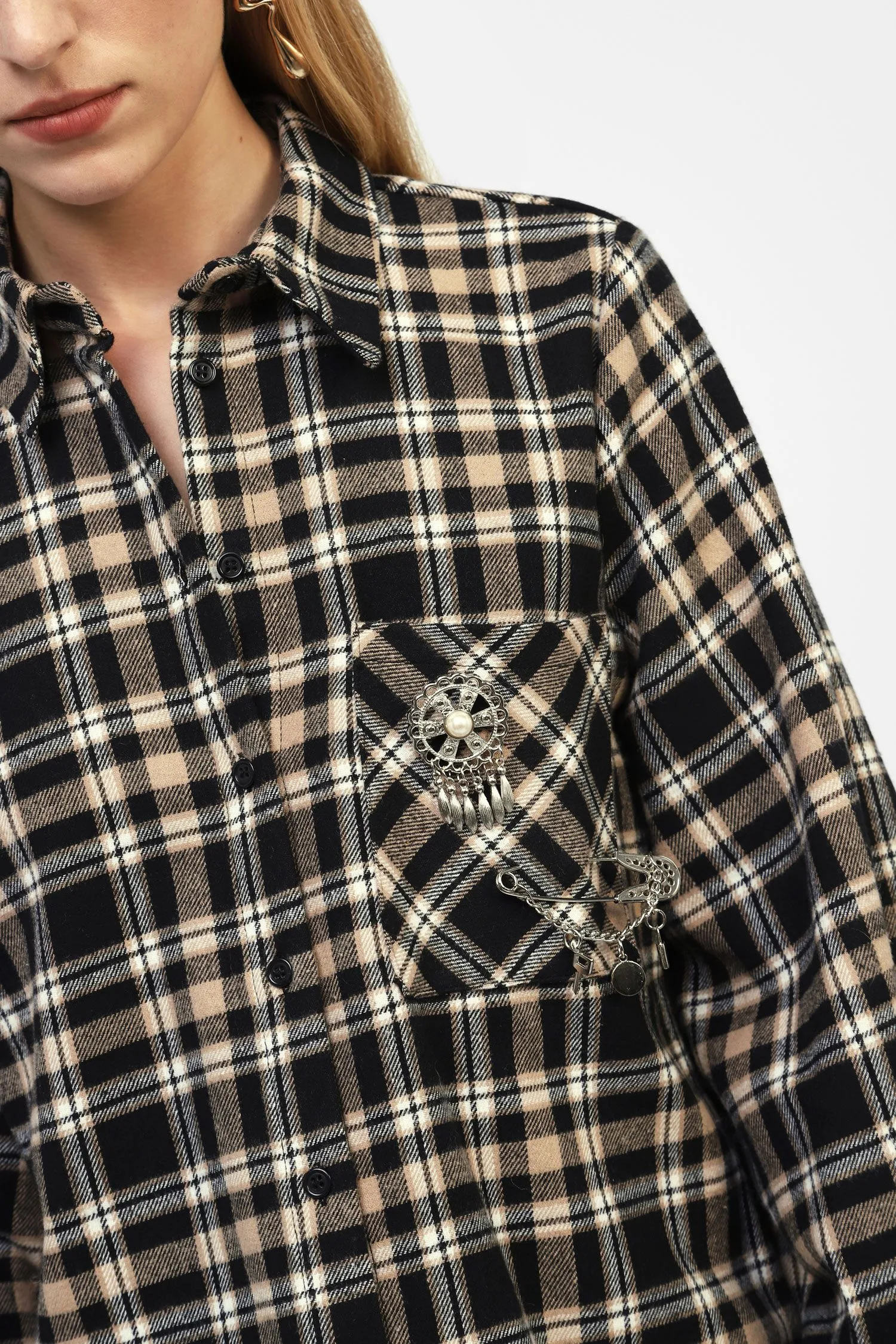 Checked shirt with pins