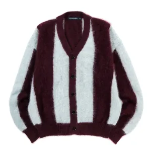 COGNOMEN FOOTBALL STRIPE KNIT CARDIGAN PURPLE