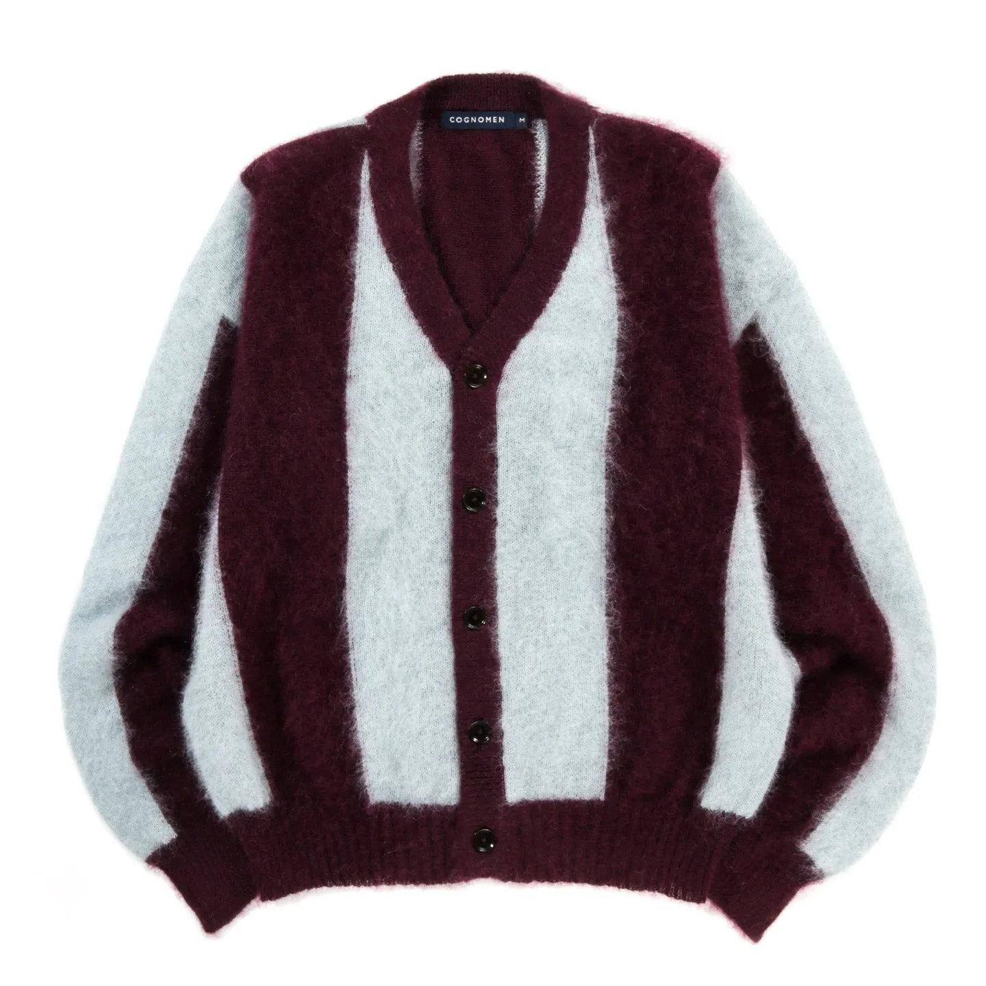 COGNOMEN FOOTBALL STRIPE KNIT CARDIGAN PURPLE