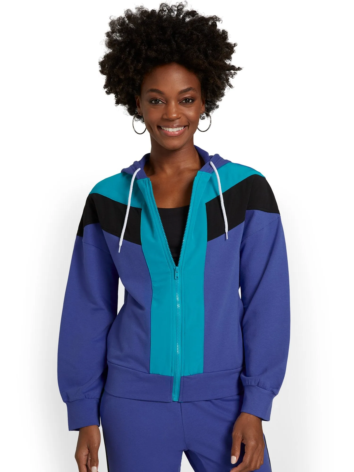 Colorblock French Terry Zip-Up Hoodie Jacket