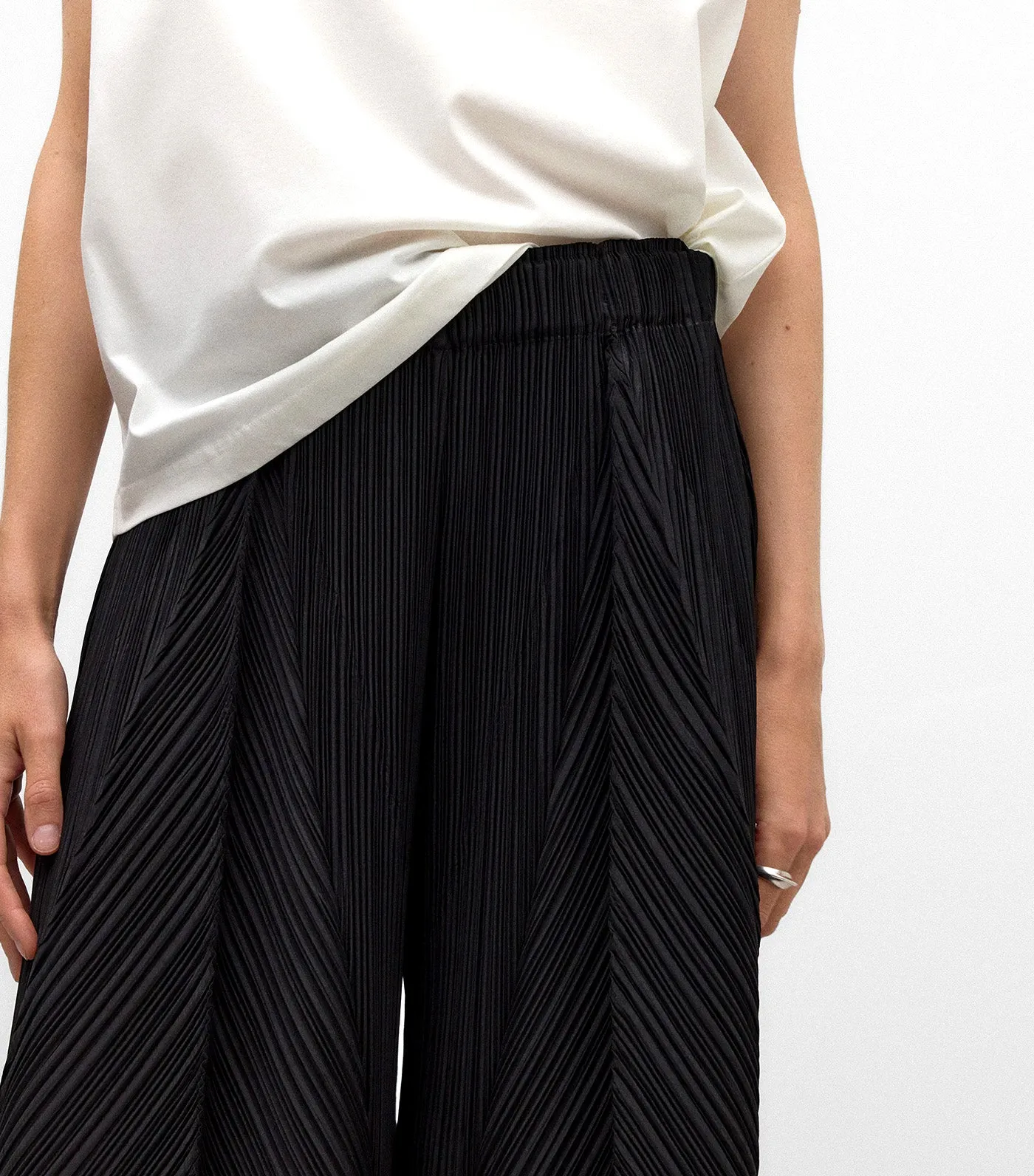 Crinkle Palazzo Trousers Black