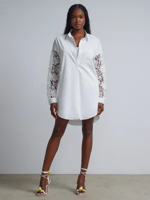 Crochet-Sleeve Button-Front Madison Shirtdress