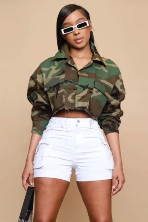 Cropped Cutie- Camouflage Crop Jacket