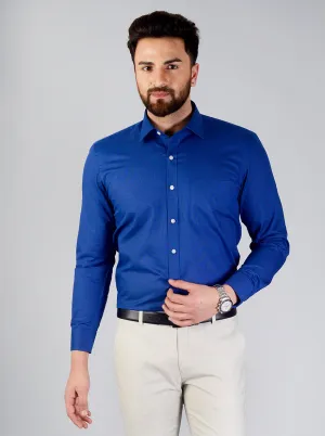 Dark Blue Self Design Regular Fit Formal Shirt | Greenfibre