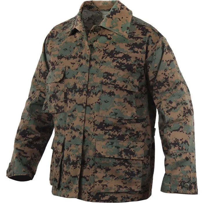 Digital Woodland Camouflage - Military BDU Shirt - Cotton Polyester