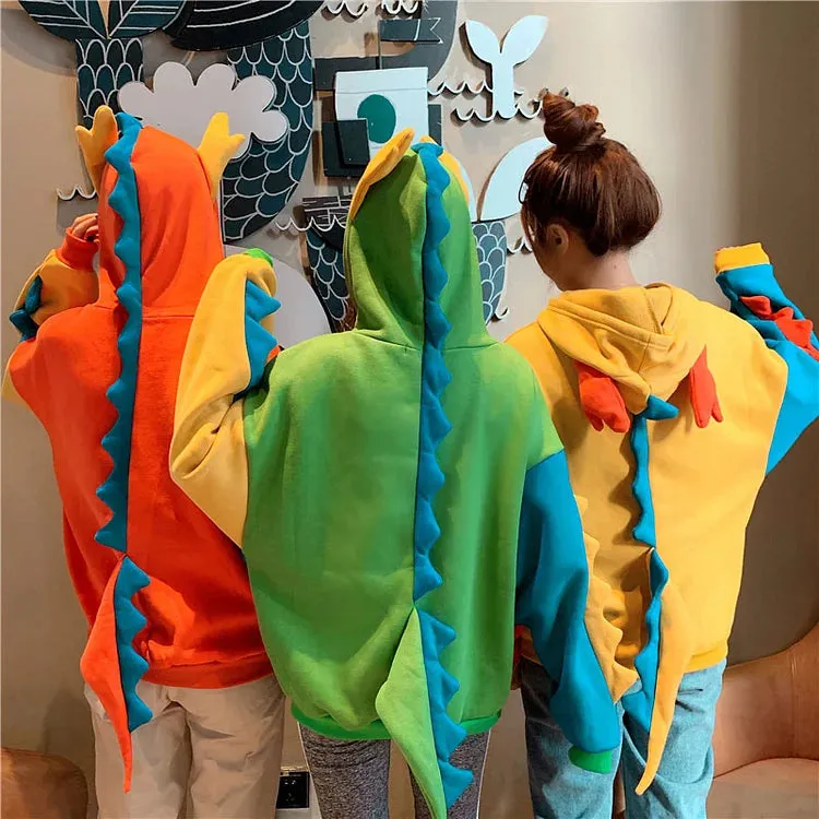 Dino Duo Delight: Kawaii Dinosaur BFF Matching Hoodies - Share Cuteness with Your Bestie! 🦕💛