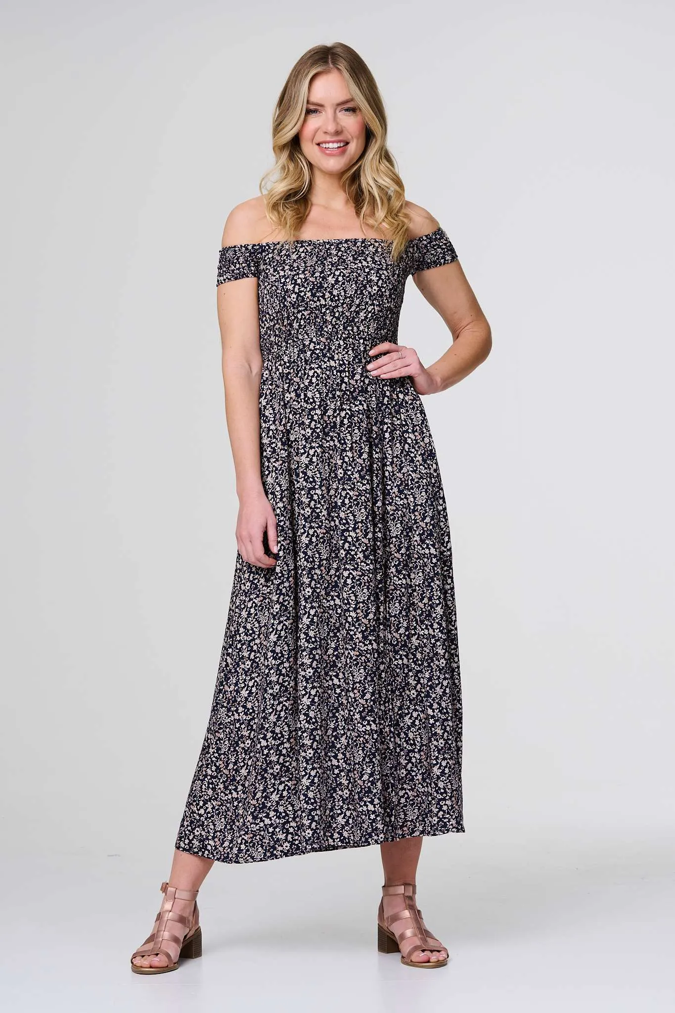 Ditsy Floral Bardot Smock Dress