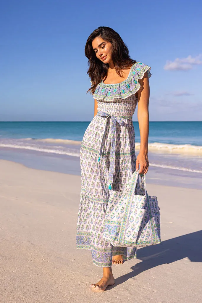 Embroidered Bella Maxi Dress w/ Belt