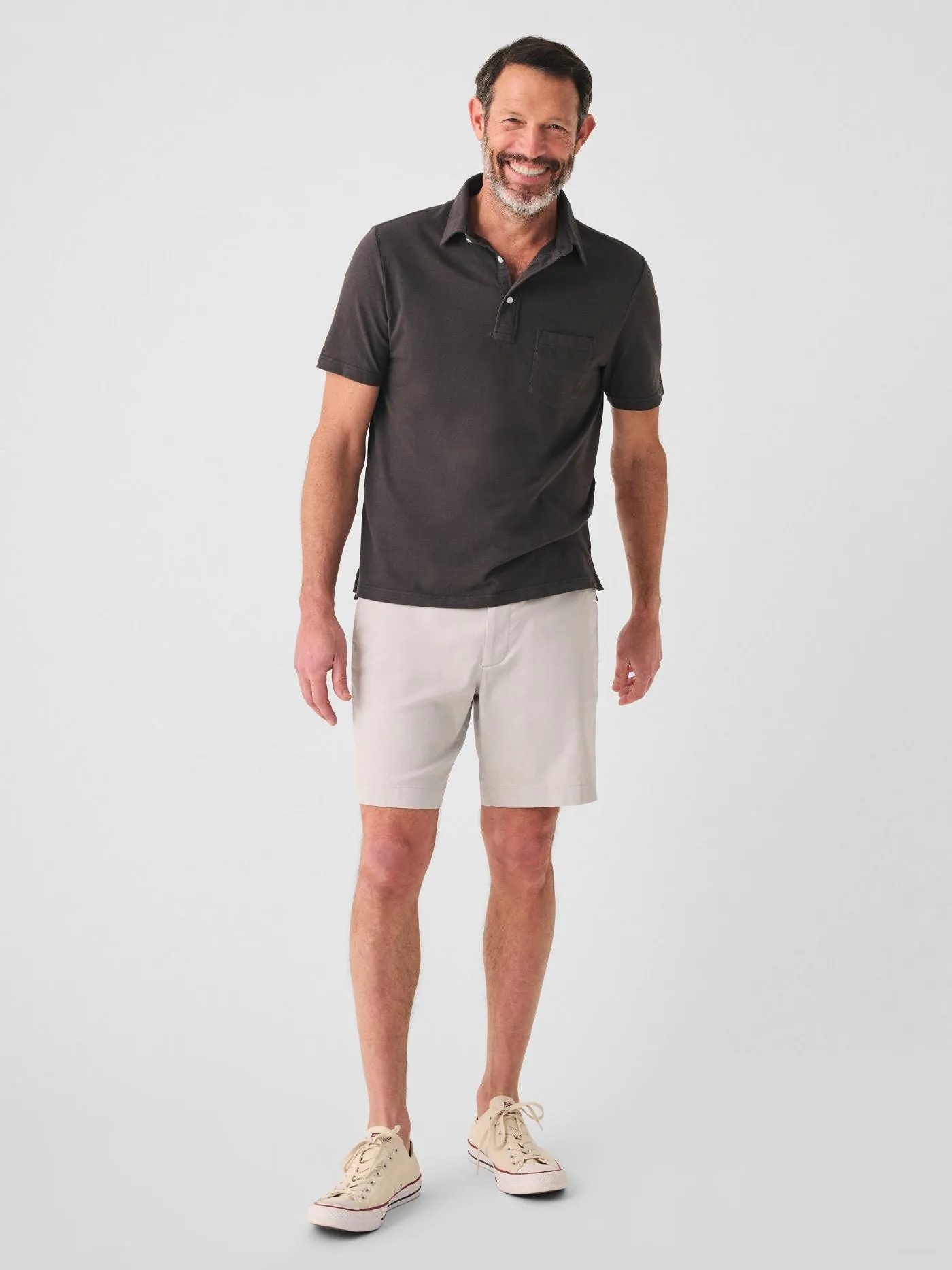 Faherty Sunwashed Tshirt Polo in Washed Black