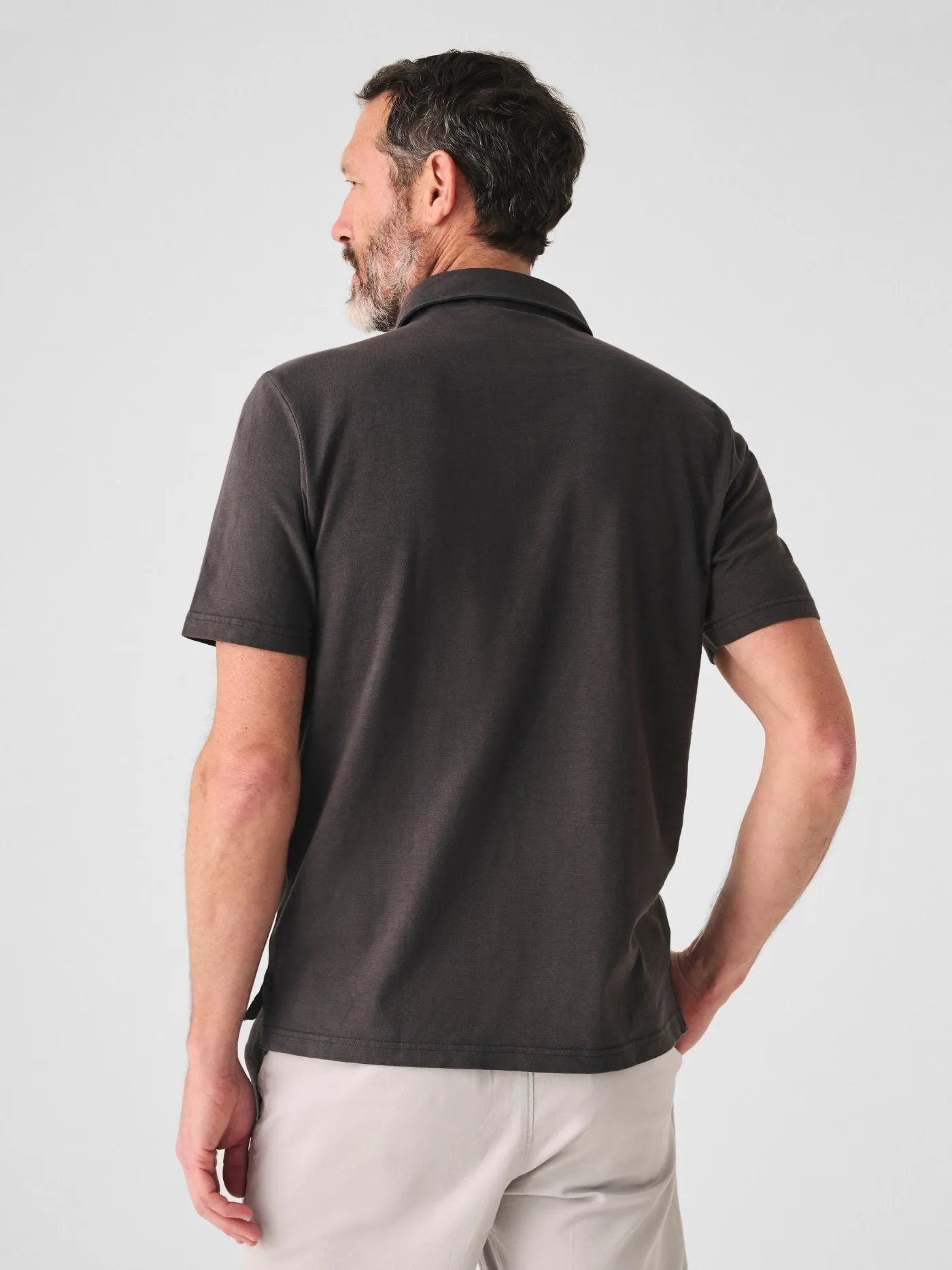 Faherty Sunwashed Tshirt Polo in Washed Black