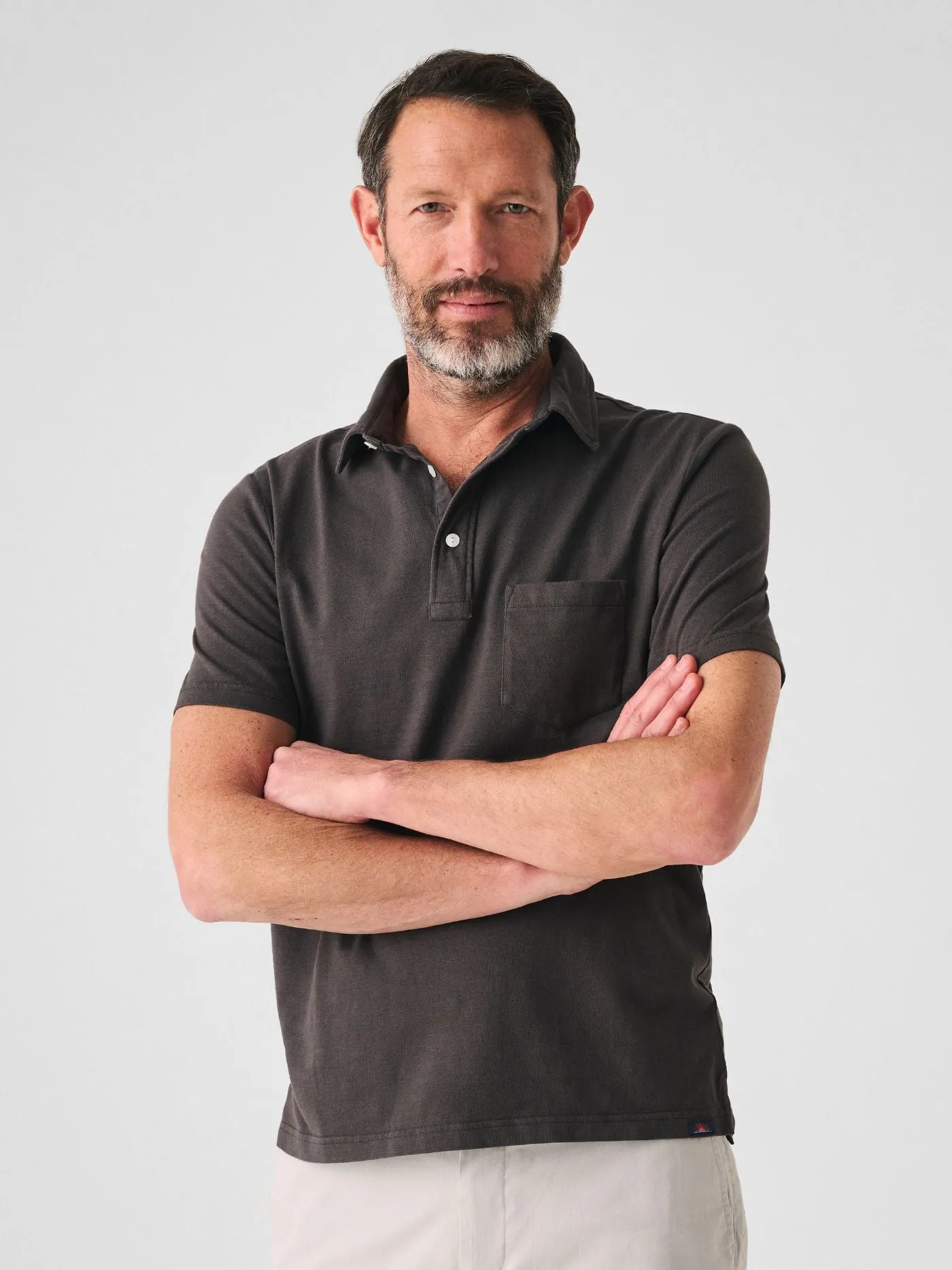 Faherty Sunwashed Tshirt Polo in Washed Black