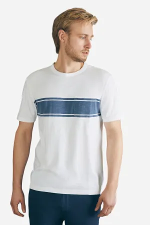 Faherty Surf Stripe Sunwashed Pocket Tee in White Surf Stripe