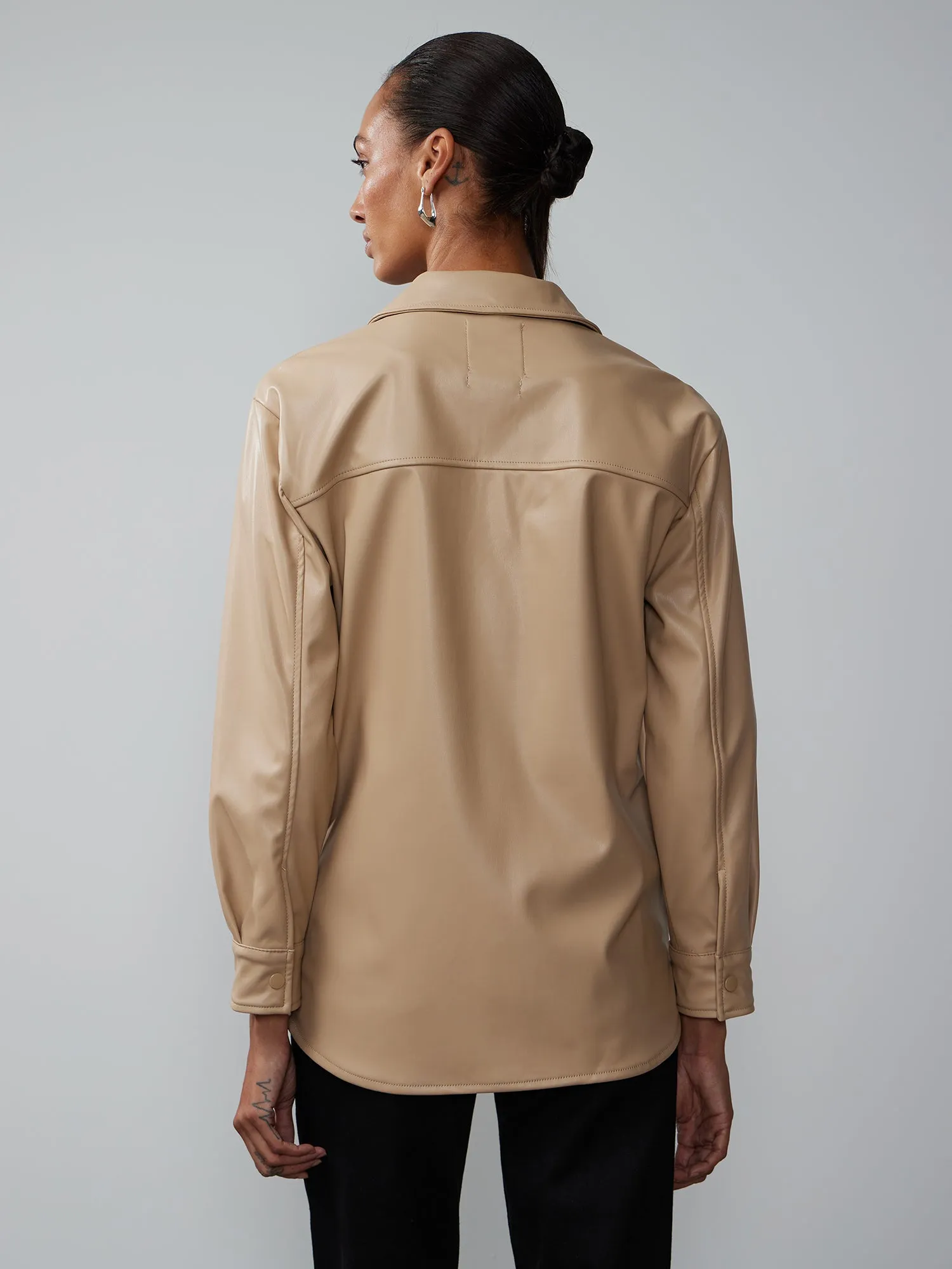 Faux Leather Oversized Shacket