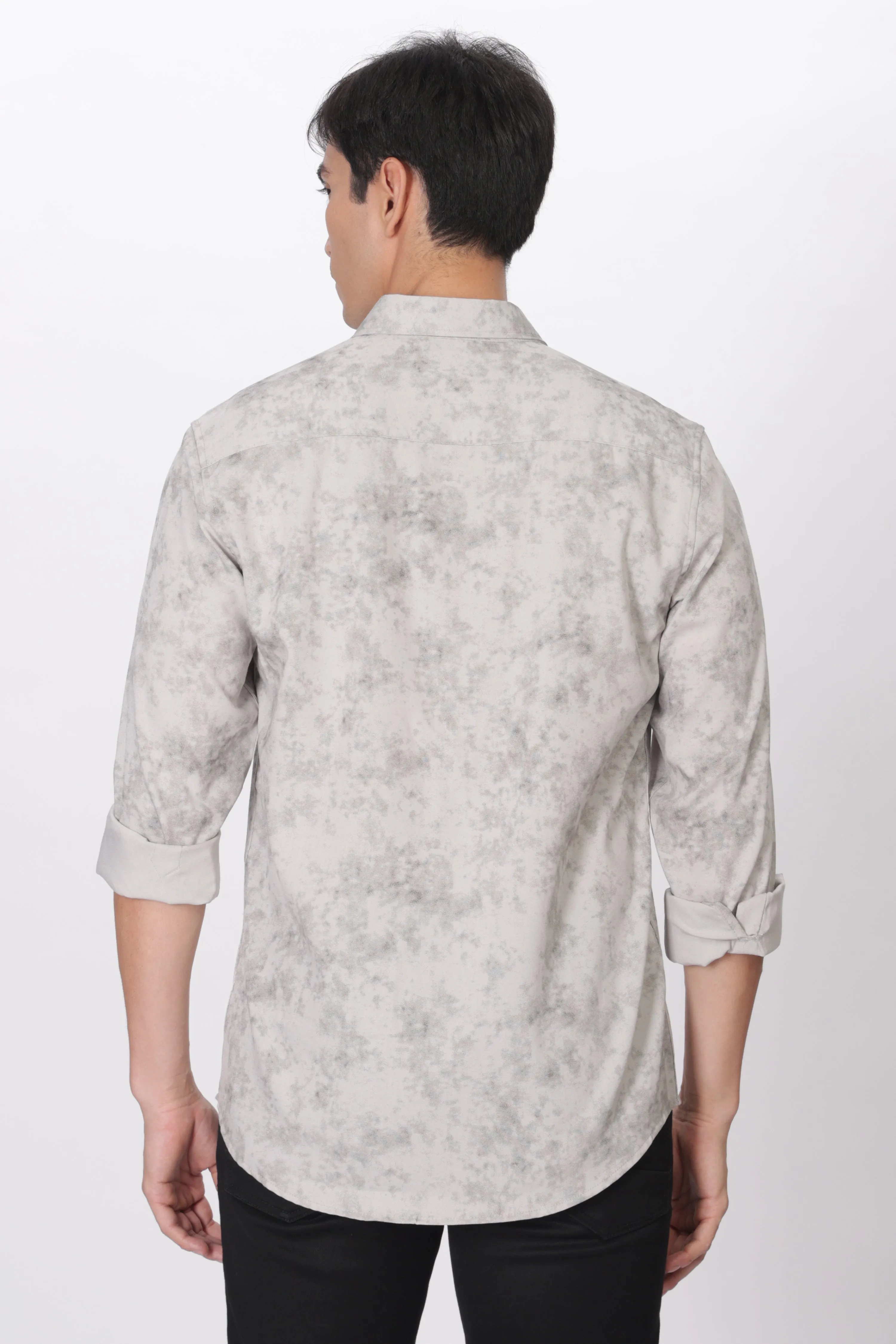 Gray Slim Fit Self Design Casual Shirt