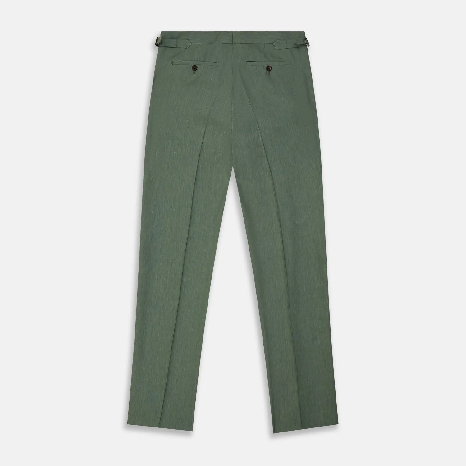 Green Wool and Linen Blend Jonathan Trouser