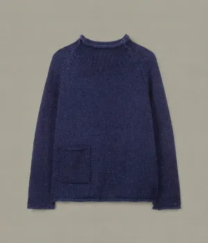 Indigo Cotton Fisherman Sweater, Navy